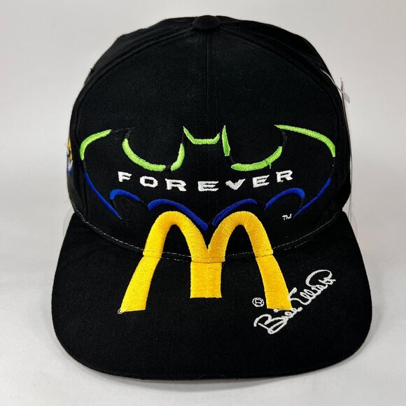 Vtg Batman Forever McDonalds Snapback Cap Hat AJD Black NASCAR Baseball Mens 90s - Picture 1 of 16